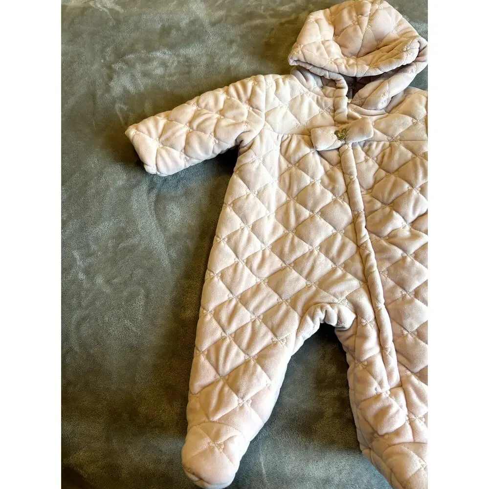 Luxurious Pink Paris Hilton Quilted Baby Snowsuit, Coquette